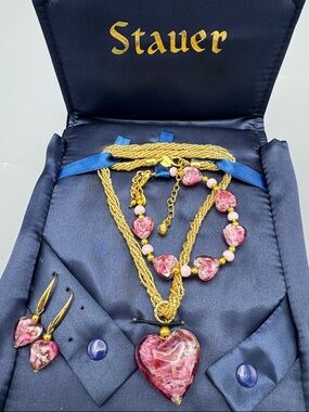 Stauer murano love language complete set necklace, earrings & bracelet